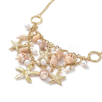 Trendy Shell Bib Beach Necklaces NJEW-N0031-01-1