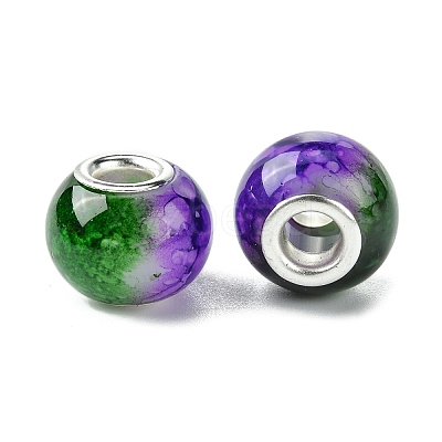 Two Tone Glass European Beads GPDL-K003-01G-1