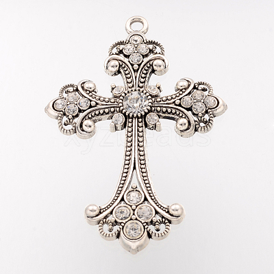 Alloy Rhinestone Cross Big Gothic Pendants ALRI-1475-RS-1