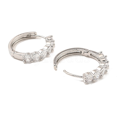Brass Micro Pave Cubic Zirconia Hoop Earrings EJEW-D078-16P-1