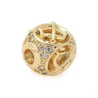 Brass Micro Pave Cubic Zirconia Beads KK-Z095-04G-09-1