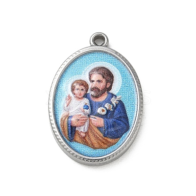 304 Stainless Steel Printed Religion Pendants STAS-G387-03P-12-1
