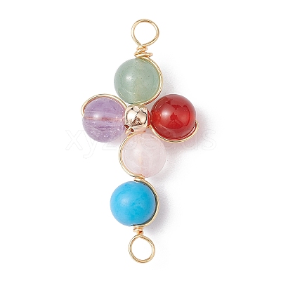 Mixed Gemstone Connector Charms PALLOY-JF02224-03-1