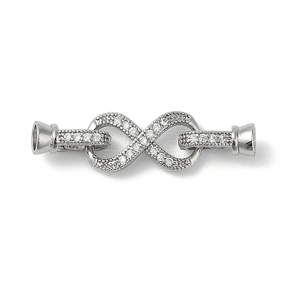 Rack Plating Brass Micro Pave Cubic Zirconia Fold Over Clasps KK-K377-12P-1