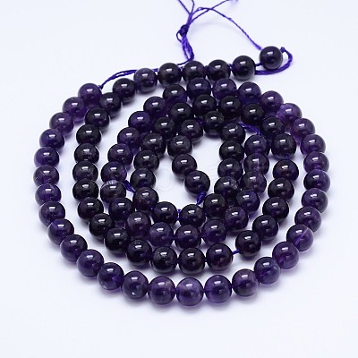 Natural Amethyst Round Bead Strands G-M212-4mm-01C-1