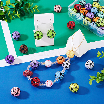 30Pcs Sport Theme Resin Rhinestone Beads RESI-TA0003-96A-1