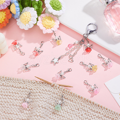 50Pcs Angel Glass Pendant Decoration HJEW-HY00158-1
