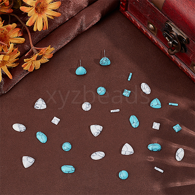 120Pcs 10 Styles Dyed Synthetic Turquoise Cabochons TURQ-PH0001-18-1