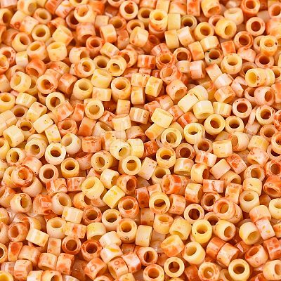 Opaque Picasso Cylinder Glass Beads SEED-Q039-06A-01-1