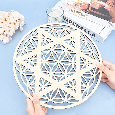 Laser Cut Wooden Cup Mat WOOD-WH0015-25-1