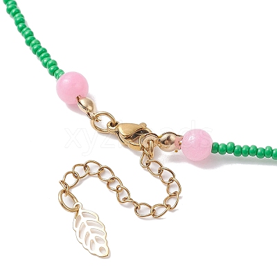 Glass Seed Pendant Necklaces for Women NJEW-MZ00031-04-1