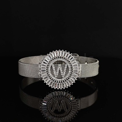Brass Micro Pave Clear Cubic Zirconia Bangles for Women FS-WGA7409-27-1