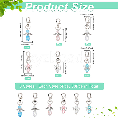 30Pcs 6 Style Baking Paint Pearlized Glass Pearl Pendants HJEW-CA0001-32-1