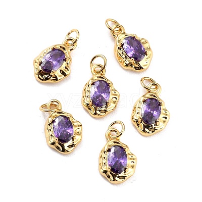 Brass Micro Pave Cubic Zirconia Pendant ZIRC-P089-19G-E-1