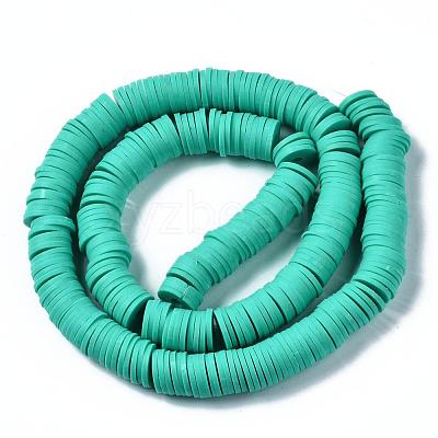 Flat Round Handmade Polymer Clay Beads CLAY-R067-10mm-34-1