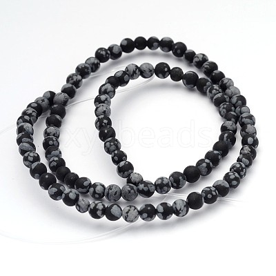 Natural Snowflake Obsidian Gemstone Beads G-J338-03-4mm-1