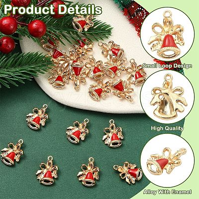 20Pcs Christmas Bell Alloy Enamel Pendants ENAM-YW0006-08-1