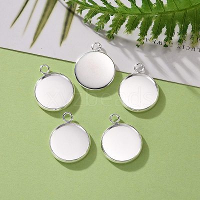 304 Stainless Steel Pendant Cabochon Settings STAS-F191-14S-D-1