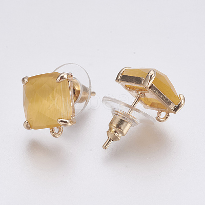 Faceted Glass Stud Earring Findings GLAA-F084-C04-1