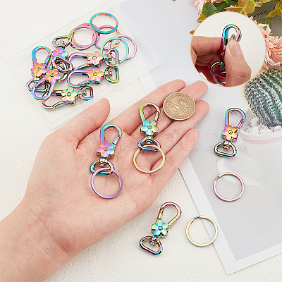 10Pcs Flower Zinc Alloy Swivel Clasps FIND-PH0009-02-1
