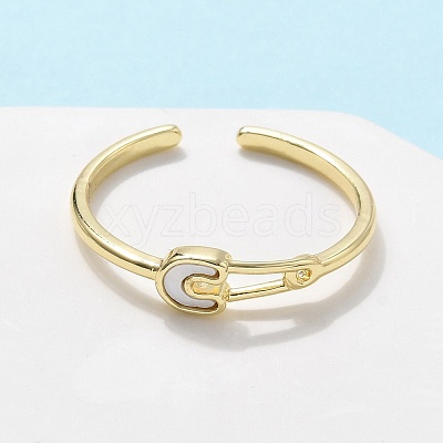 Brass Shell Cuff Rings for Women RJEW-C126-12G-1