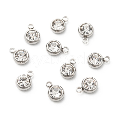 201 Stainless Steel Rhinestone Charms STAS-S068-04-1