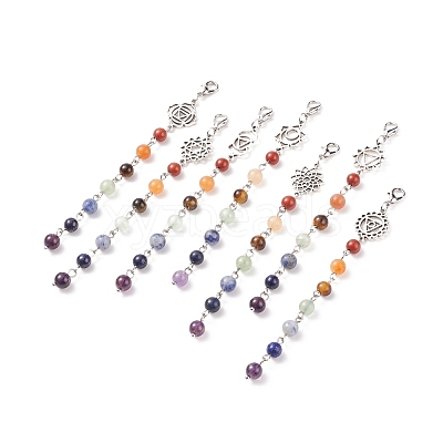 Natural Gemstone Link Pendant Decoration Sets HJEW-JM00692-1