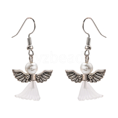 Lovely Wedding Dress Angel Dangle Earrings EJEW-JE00521-09-1