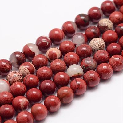 Natural Red Jasper Bead Strands G-K153-B19-10mm-1