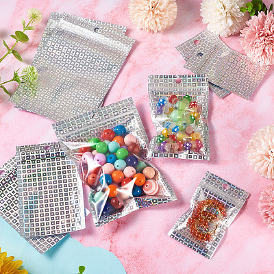 60Pcs 3 Styles Laser Plastic Resealable Bags ABAG-TA0001-56C-1