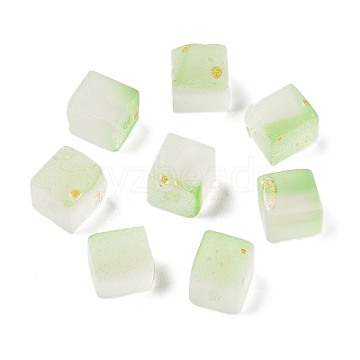 Frosted Glass Beads with Golden Glitter Powder DGLA-NH001-6mm-01D-1