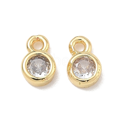 Brass Micro Pave Clear Cubic Zirconia Charms CU-CBA91C0-05G-1