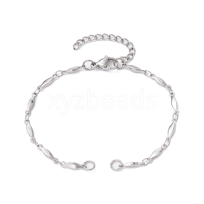 Tarnish Resistant 304 Stainless Steel Oval Link Chain Bracelet Makings AJEW-JB01183-1
