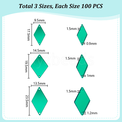 300Pcs 3 Styles Acrylic Mirror Sew on Rhinestones FIND-PH0025-70B-1