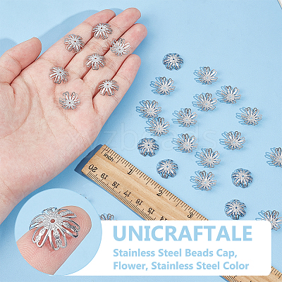 300Pcs 304 Stainless Steel Beads Cap STAS-UN0056-66-1