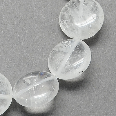 Flat Round Gemstone Natural Quartz Crystal Beads Strands G-S110-20-1