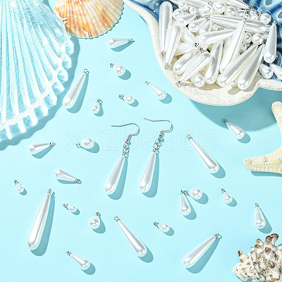 96Pcs 6 Styles ABS Plastic Imitation Pearl Pendants KY-SC0002-33P-1
