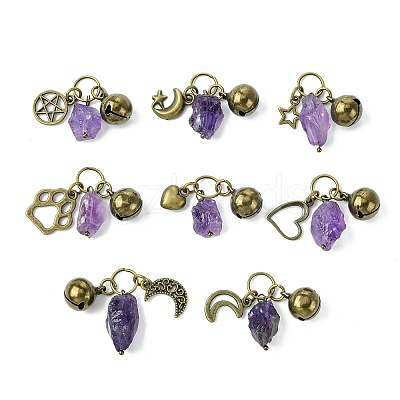 Natural Amethyst Pet Collar Charms HJEW-PH01731-1