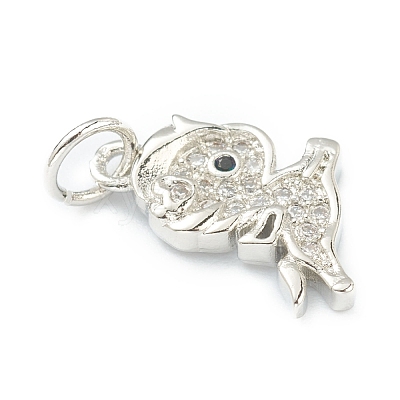 Brass Micro Pave Clear Cubic Zirconia Charms ZIRC-B010-35-1