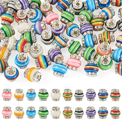 60Pcs Brass Resin Beads KK-TA0002-96-1