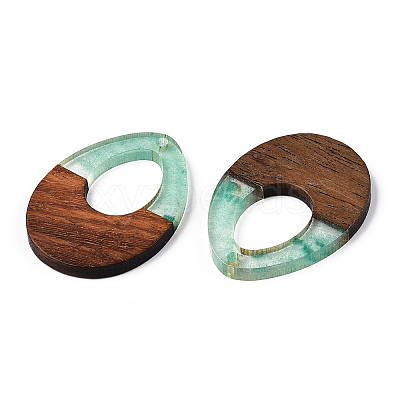 Transparent Resin & Walnut Wood Pendants RESI-ZX017-24-1