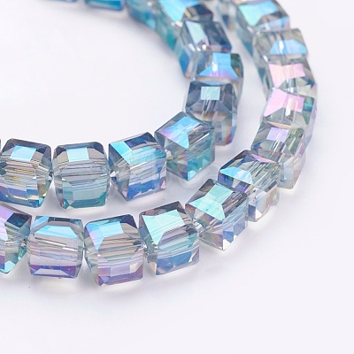 Electroplate Glass Bead Strands X-EGLA-R064-6mm-09-1