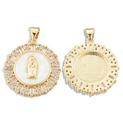 Brass Micro Pave Clear Cubic Zirconia Pendants KK-N227-100D-1