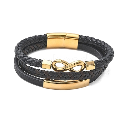 Braided Microfiber Leather Cord Multi-strand Bracelets BJEW-C153-01G-1