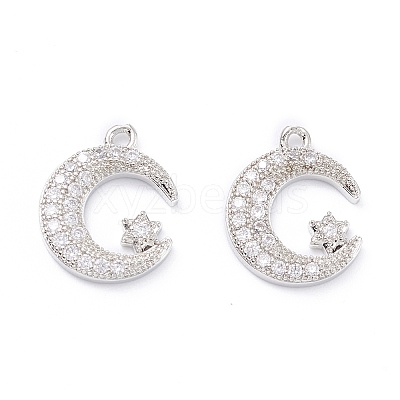 Rack Plating Brass Micro Pave Cubic Zirconia Pendants X-ZIRC-C026-05P-1