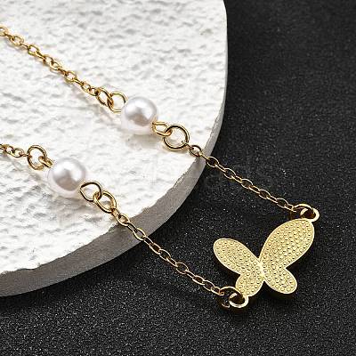 304 Stainless Steel Butterfly Link Bracelets BJEW-C098-01D-G-1