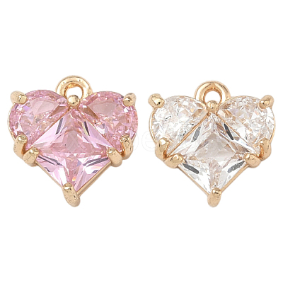 2Pcs 2 Colors Brass Pave Cubic Zirconia Charms ZIRC-YW0001-34-1