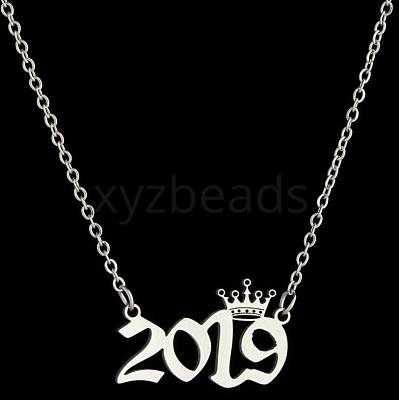 Crown Birth Year 201 Stainless Steel Pendant Necklaces for Women FS-WG4E8F2-80-1