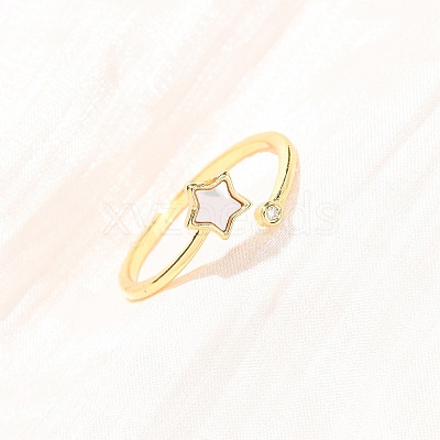 Brass Micro Pave Cubic Zirconia Cuff Rings for Women RJEW-K309-39B-G-1