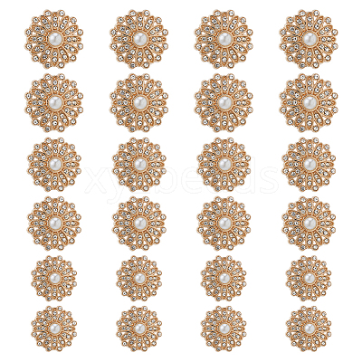 24Pcs 3 Styles Alloy Rhinestone Shank Buttons BUTT-HS0001-05G-1